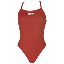 Load image into Gallery viewer, arena-womens-solid-light-tech-high-leg-one-piece-swimsuit-red-white-2a243-45-ontario-swim-hub-2