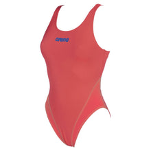 Load image into Gallery viewer, arena-womens-solid-swim-tech-high-one-piece-swimsuit-fluo-red-2a241-405-ontario-swim-hub-1