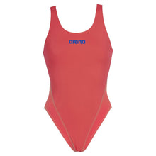 Load image into Gallery viewer, arena-womens-solid-swim-tech-high-one-piece-swimsuit-fluo-red-2a241-405-ontario-swim-hub-2