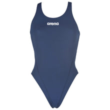 Load image into Gallery viewer, arena-womens-solid-swim-tech-high-one-piece-swimsuit-navy-white-2a594-75-ontario-swim-hub-2