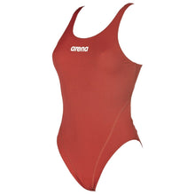 Load image into Gallery viewer, arena-womens-solid-swim-tech-high-one-piece-swimsuit-red-white-2a241-45-ontario-swim-hub-1