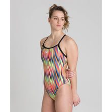 Load image into Gallery viewer, arena-womens-speed-stripes-challenge-back-one-piece-swimsuit-black-multi-orange-003480-505-ontario-swim-hub-3