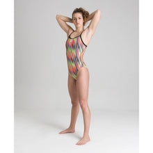 Load image into Gallery viewer, arena-womens-speed-stripes-challenge-back-one-piece-swimsuit-black-multi-orange-003480-505-ontario-swim-hub-5