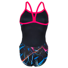Load image into Gallery viewer, arena-womens-swimsuit-laser-lights-print-challenge-back-black-multi-freak-rose-005557-550-ontario-swim-hub-4