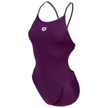Load image into Gallery viewer, arena-womens-team-swimsuit-lace-back-solid-plum-white-004651-911-ontario-swim-hub-1