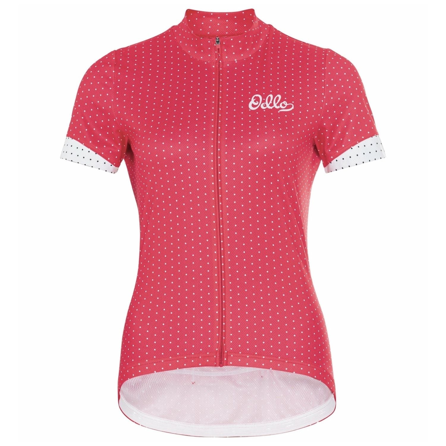 ODLO WOMEN'S ESSENTIAL STAND-UP COLLAR S/S FULL ZIP PRINT JERSEY