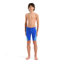 Load image into Gallery viewer, arena-boys-swim-jammer-print-neon-blue-yellow-010753-850-ontario-swim-hub-7
