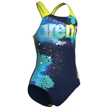 Load image into Gallery viewer, arena-girls-light-tricks-swimsuit-swim-pro-back-navy-soft-green-multi-008309-760-ontario-swim-hub-1
