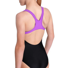 Load image into Gallery viewer, arena-girls-swimsuit-dim-lights-swim-pro-back-black-violet-008104-509-ontario-swim-hub-9
