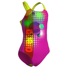 Load image into Gallery viewer, arena-girls-swimsuit-dots-swim-pro-back-very-fuchsia-artic-lime-010745-960-ontario-swim-hub-1
