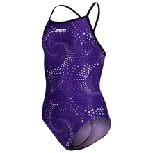 Load image into Gallery viewer, arena-girls-swimsuit-fireflow-lightdrop-back-black-team-purple-010406-900-ontario-swim-hub-1
