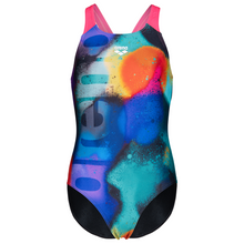 Load image into Gallery viewer, Colorful swimsuit with abstract design on a white background
