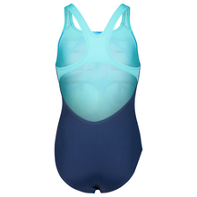Load image into Gallery viewer, Blue one-piece swimsuit on a white background
