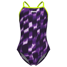 Load image into Gallery viewer, arena-girls-swimsuit-wave-lightdrop-back-artic-lime-team-purple-011740-900-ontario-swim-hub-2
