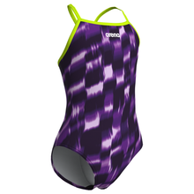 Load image into Gallery viewer, arena-girls-swimsuit-wave-lightdrop-back-artic-lime-team-purple-011740-900-ontario-swim-hub-3

