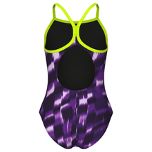 Load image into Gallery viewer, arena-girls-swimsuit-wave-lightdrop-back-artic-lime-team-purple-011740-900-ontario-swim-hub-4

