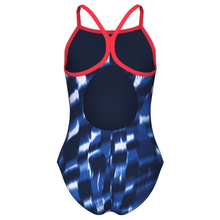 Load image into Gallery viewer, arena-girls-swimsuit-wave-lightdrop-back-bright-coral-team-royal-011740-200-ontario-swim-hub-4
