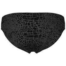 Load image into Gallery viewer, Black textured swim brief on a white background
