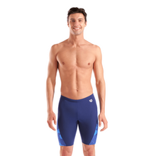 Load image into Gallery viewer, Man wearing blue swim jammers on a white background
