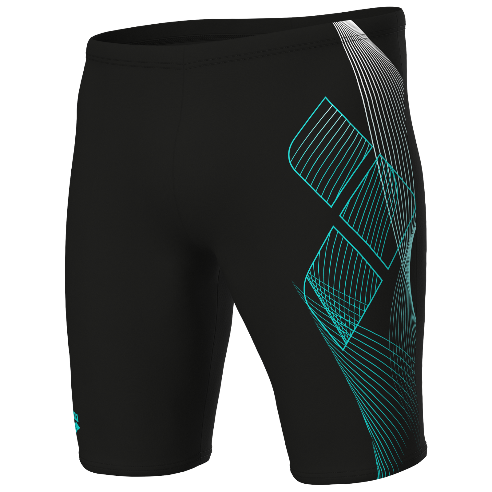 WATERRAMPAGE SWAMIS 5’10 HARD BOTTOM MEN'S ARENA SWIM MID JAMMER STRAIGHT LINES - BLACK/SOFT
