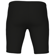 Load image into Gallery viewer, Black swim shorts on a white background
