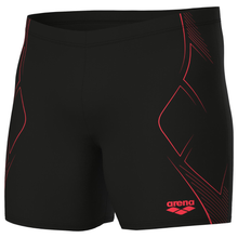 Load image into Gallery viewer, arena-mens-swim-mid-jammer-graphic-black-bright-coral-011185-505-ontario-swim-hub-1
