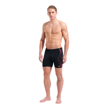 Load image into Gallery viewer, arena-mens-swim-mid-jammer-graphic-black-bright-coral-011185-505-ontario-swim-hub-7
