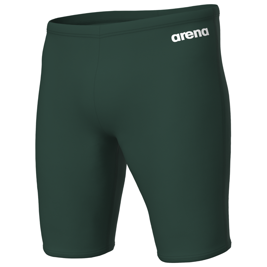 Dark green swim jammers with Arena logo on a white background