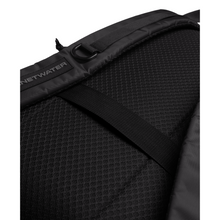 Load image into Gallery viewer, Black backpack with mesh backing on a white background
