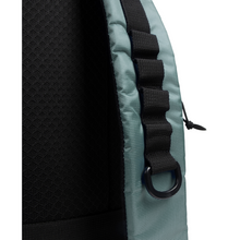 Load image into Gallery viewer, Close-up of a sage backpack with a black strap and D-buckle on a white background
