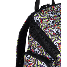 Load image into Gallery viewer, Backpack with colorful skull pattern on a white background
