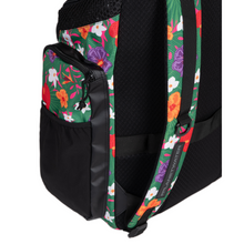 Load image into Gallery viewer, Close-up of backpack with floral patterned straps on a white background

