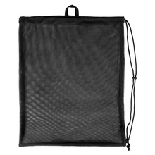 Load image into Gallery viewer, Black mesh drawstring bag on a white background
