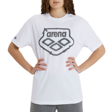 Load image into Gallery viewer,      arena-unisex-uni-t-shirt-white-sticker-logo-003073-150-ontario-swim-hub-1

