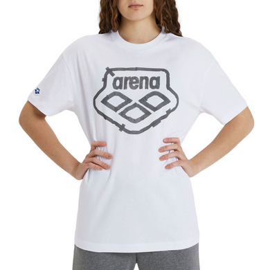      arena-unisex-uni-t-shirt-white-sticker-logo-003073-150-ontario-swim-hub-1