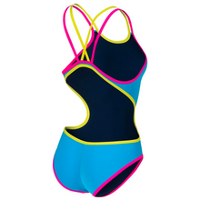 Load image into Gallery viewer,     arena-womens-arena-one-double-cross-back-one-piece-swimsuit-turquoise-fluo-pink-004732-893-ontario-swim-hub-3
