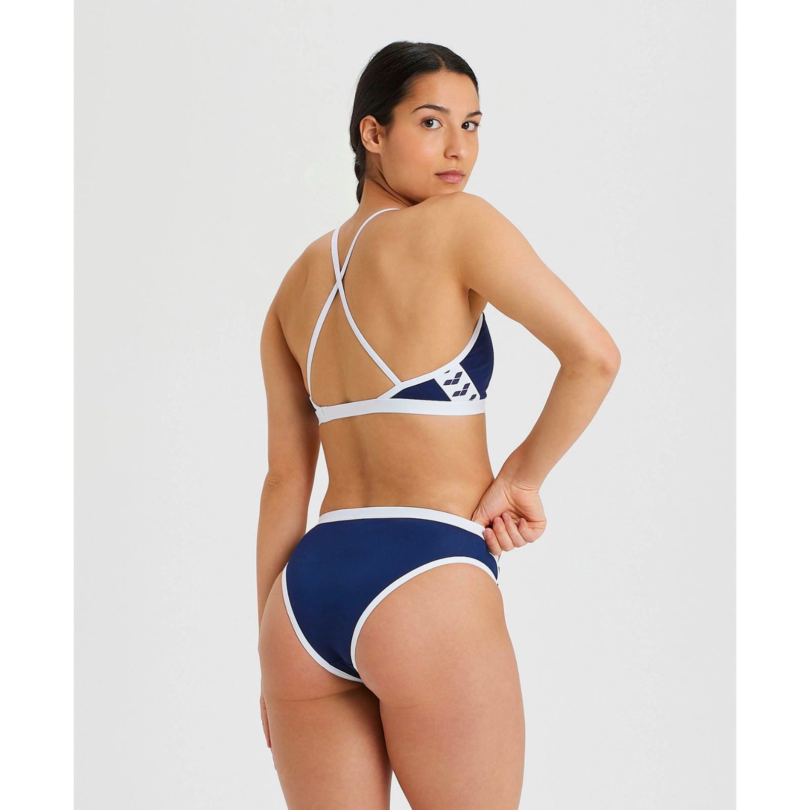 ARENA WOMEN'S ICONS CROSS BACK BIKINI SOLID - NAVY/WHITE