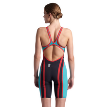 Load image into Gallery viewer, arena-womens-powerskin-carbon-core-fx-open-back-turquoise-metallic-006338-550-ontario-swim-hub-2
