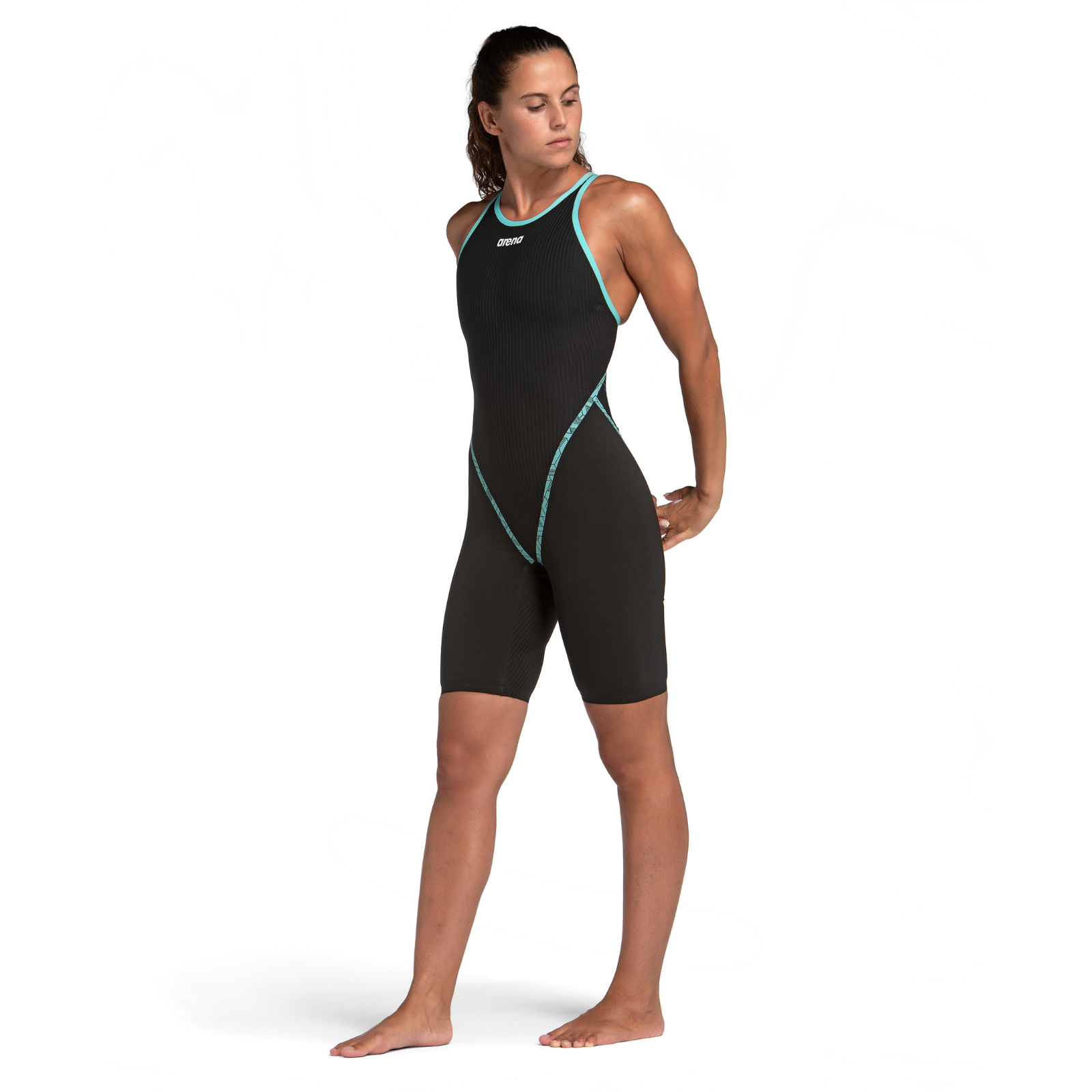 ARENA WOMEN'S POWERSKIN PRIMO CLOSED BACK KNEESKIN - BLACK/TEAL