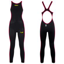 Load image into Gallery viewer,     arena-womens-powerskin-r-evo-open-water-open-back-black-fluo-yellow-25108-503-ontario-swim-hub-1
