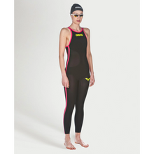 Load image into Gallery viewer, arena-womens-powerskin-r-evo-open-water-open-back-black-fluo-yellow-25108-503-ontario-swim-hub-2
