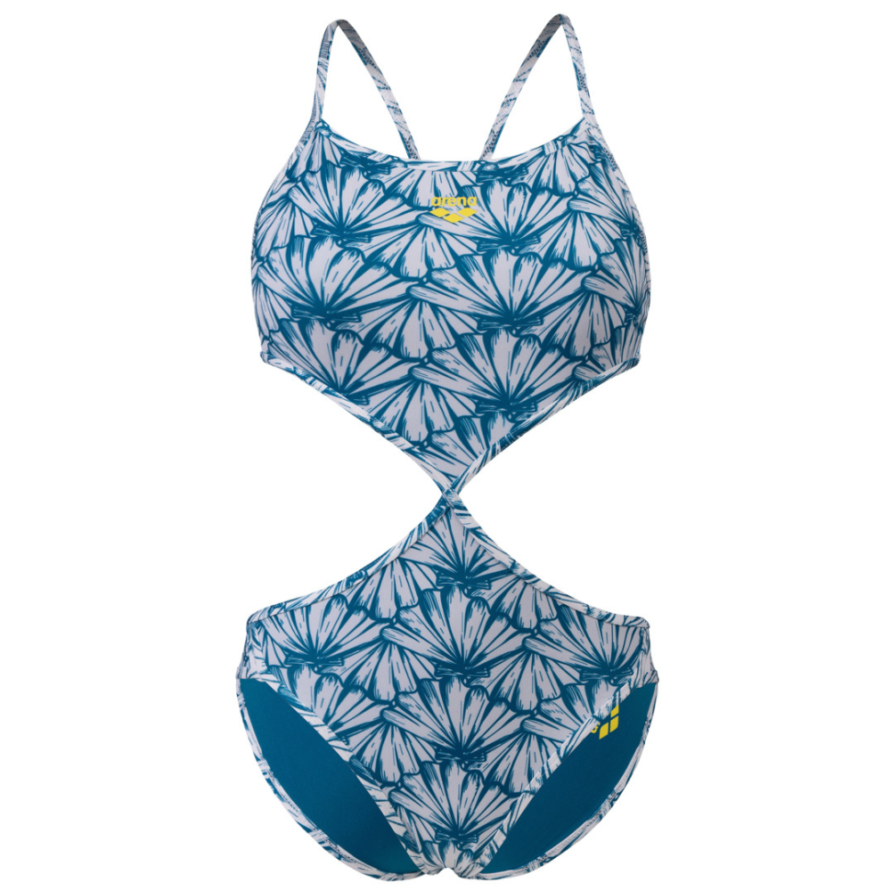 ARENA WOMEN'S RULE BREAKER SWIMSUIT TWIST'N'MIX - WHITE MULTI/BLUE