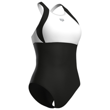 Load image into Gallery viewer, arena-womens-shapewear-swimsuit-linda-cross-back-black-white-black-010852-515-ontario-swim-hub-3
