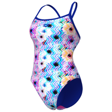 Load image into Gallery viewer, arena-womens-swimsuit-blurred-challenge-back-white-multi-neon-blue-neon-blue-010763-590-ontario-swim-hub-1
