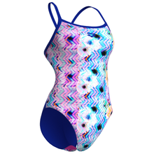 Load image into Gallery viewer, arena-womens-swimsuit-blurred-challenge-back-white-multi-neon-blue-neon-blue-010763-590-ontario-swim-hub-3
