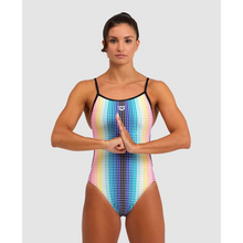 Load image into Gallery viewer,     arena-womens-swimsuit-circle-stripe-lace-back-black-multicolour-005927-550-ontario-swim-hub-5
