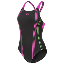 Load image into Gallery viewer, arena-womens-swimsuit-clear-lines-v-back-black-very-fuchsia-010255-590-ontario-swim-hub-1
