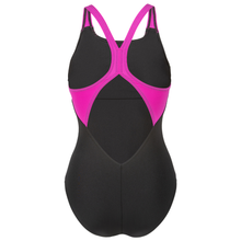 Load image into Gallery viewer, arena-womens-swimsuit-clear-lines-v-back-black-very-fuchsia-010255-590-ontario-swim-hub-4
