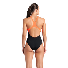 Load image into Gallery viewer, arena-womens-swimsuit-cupcakes-swim-pro-back-black-bright-coral-blue-multi-008062-350-ontario-swim-hub-3
