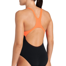 Load image into Gallery viewer, arena-womens-swimsuit-cupcakes-swim-pro-back-black-bright-coral-blue-multi-008062-350-ontario-swim-hub-5
